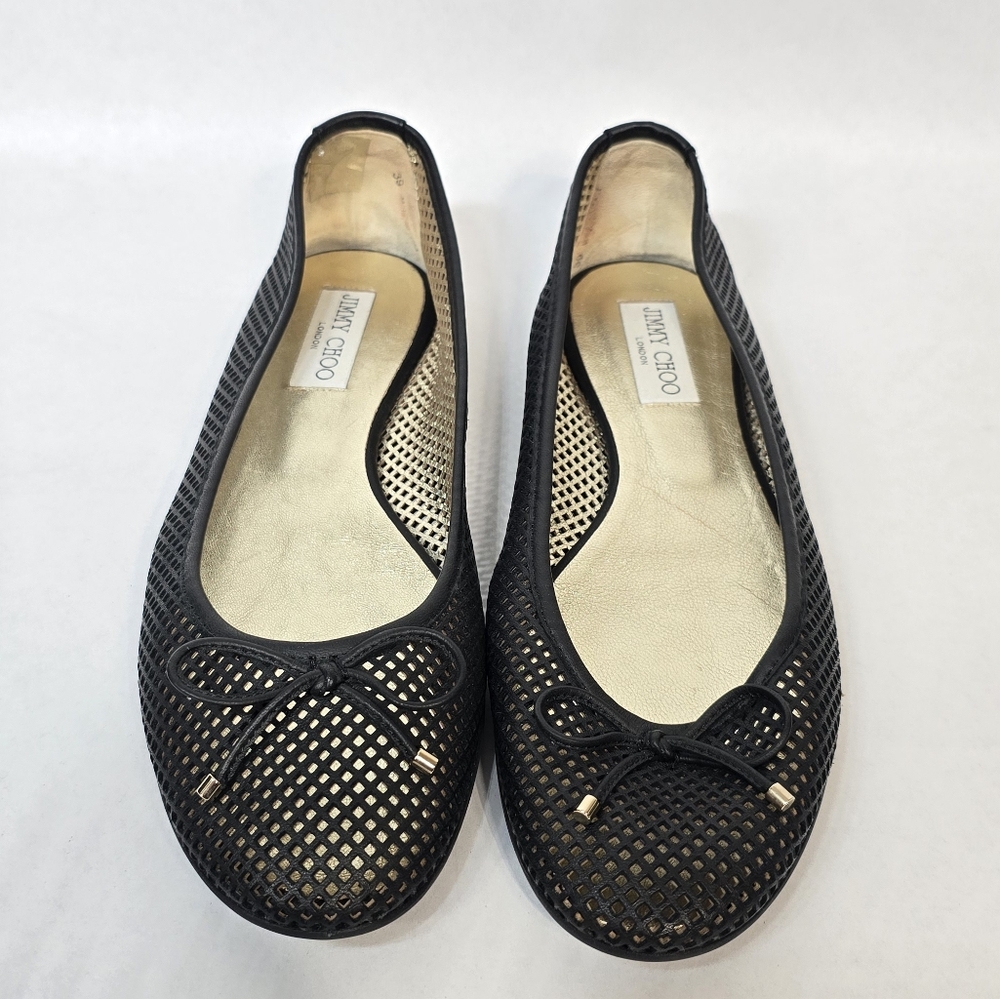 Jimmy Choo Black Mesh Flats